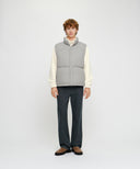 HIGH NECK DOWN VEST IN LIGHT GRAY