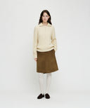 W CABLE POINT HALF ZIP-UP KNIT IN IVORY