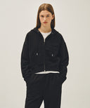 W CLASSIC LOGO CROP HOODIE ZIPUP IN BLACK BLACK image 13