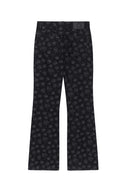 FLOWER PATTERN FLARE DENIM PANTS IN BLACK image 14