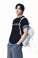 APPLIQUE FELT LOGO TOP FOR MEN IN BLACK image 1