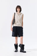 BACK LOGO JERSEY HOOD VEST IN BEIGE image 20
