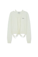 STRING DETAIL KNIT CARDIGAN IN CREAM image 1