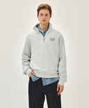 SMALL CLASSIC LOGO HALF ZIPUP SWEATSHIRT IN LIGHT HEATHER GREY image 12