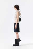 BACK LOGO JERSEY HOOD VEST IN BEIGE image 7