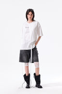 TIE DETAIL DRAPED LOGO TOP IN WHITE image 10