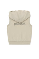 BACK LOGO JERSEY HOOD VEST IN BEIGE image 13