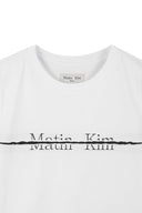 MATIN KIM LOGO CUTTED CROP TOP IN WHITE image 9