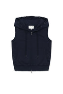 BACK LOGO JERSEY HOOD VEST IN NAVY image 1