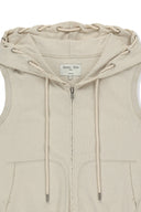BACK LOGO JERSEY HOOD VEST IN BEIGE image 3