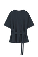 TIE DETAIL DRAPED LOGO TOP IN CHARCOAL GREY image 13