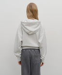 W SMALL CLASSIC LOGO CROP HOODIE IN LIGHT HEATHER GREY image 3