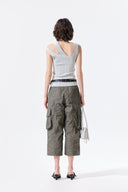 CUT OUT SLEEVELESS KNIT TOP IN LIGHT GRAY image 7