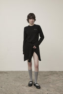 CASHMERE BLENDED ROUND KNIT PULLOVER IN BLACK image 10