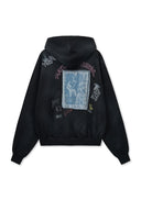 VINTAGE WASHED GRAFFITI HOODY ZIP UP IN BLACK image 14