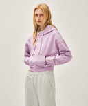 W SMALL CLASSIC LOGO CROP HOODIE IN LAVENDER