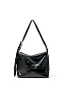 EMBOSSED LOGO LEATHER SHOULDER BAG IN BLACK image 1