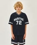 KIDS V NECK NYLON WOVEN TEE IN NAVY image 11