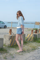 STITCH POINT DENIM SHORTS IN BLUE image 8