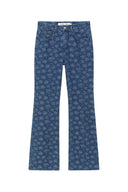FLOWER PATTERN FLARE DENIM PANTS IN BLUE image 11