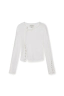 SNAP DETAIL SLIM TOP IN IVORY image 11