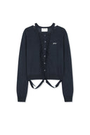 STRING DETAIL KNIT CARDIGAN IN DARK NAVY image 11