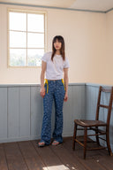 FLOWER PATTERN FLARE DENIM PANTS IN BLUE image 7