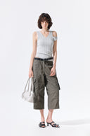 CUT OUT SLEEVELESS KNIT TOP IN LIGHT GRAY image 9