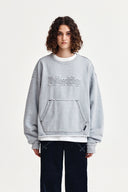 RAW CUT APPLIQUE SWEATSHIRT IN GRAY image 1