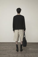 CASHMERE BLENDED ROUND KNIT PULLOVER IN BLACK image 7