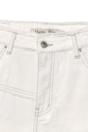 CUT LINE POINT DENIM SHORTS IN WHITE image 15
