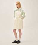 W DENIM OVERALL MIDI SKRT IN ECRU