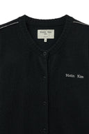 CASHMERE BLENDED ROUND KNIT CARDIGAN IN BLACK image 3