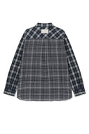 MIXED CHECK OVER FIT SHIRT IN NAVY image 15