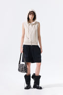 BACK LOGO JERSEY HOOD VEST IN BEIGE image 10