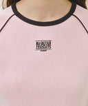 W AEROCOOL SMALL CLASSIC LOGO SLIM RINGER TEE IN PINK