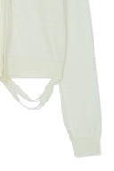 STRING DETAIL KNIT CARDIGAN IN CREAM image 5