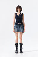 CARGO MINI DENIM SKORT IN BLUE image 6