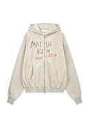 VINTAGE WASHED GRAFFITI HOODY ZIP UP IN BEIGE image 12