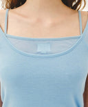 W SMALL CLASSIC LOGO SLEEVELESS LAYERED TEE IN SKY BLUE