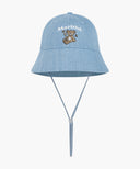 KIDS BEAR EMBROIDERY ROUND BUCKET HAT IN LIGHT BLUE image 7