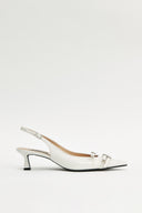 BUCKLE STILETTO SLING BACK HEELS IN IVORY image 1