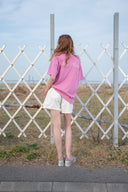 CUT LINE POINT DENIM SHORTS IN WHITE image 10