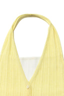 LAYERED BUTTON HALTER NECK TOP IN LIGHT YELLOW image 3