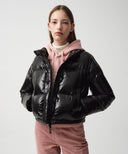 W GLOSSY DUCK DOWN CROP PUFFER IN BLACK image 1