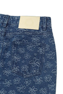 FLOWER PATTERN FLARE DENIM PANTS IN BLUE image 17