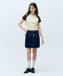 W STRAIGHT DENIM MINI SKIRT IN DARK BLUE image 1