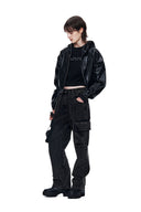 MATIN CROP HOODY COATING JUMPER IN BLACK image 9