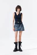 CUT OUT SLEEVELESS KNIT TOP IN DARK NAVY image 9