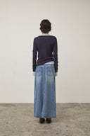 DAMAGE POINT LONG DENIM SKIRT IN BLUE image 7